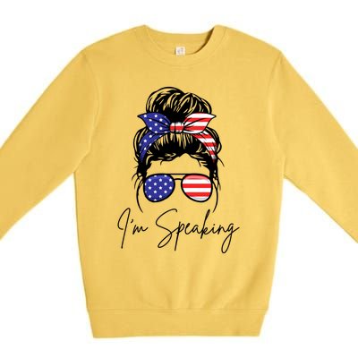 American – Kamala 2024 I Am Speaking Gift Premium Crewneck Sweatshirt