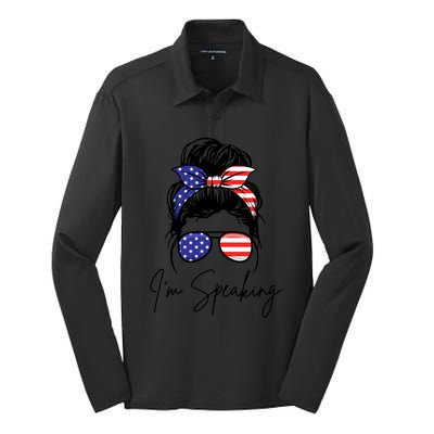 American – Kamala 2024 I Am Speaking Gift Silk Touch Performance Long Sleeve Polo