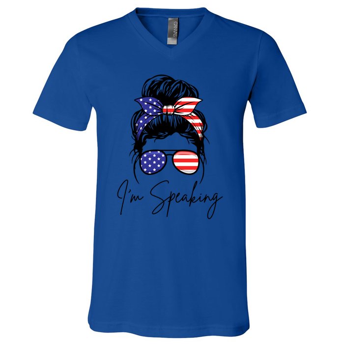 American – Kamala 2024 I Am Speaking Gift V-Neck T-Shirt