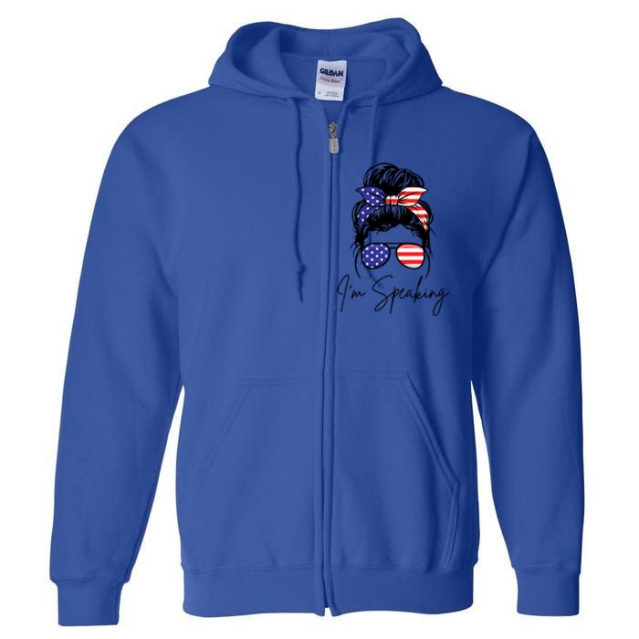 American – Kamala 2024 I Am Speaking Gift Full Zip Hoodie