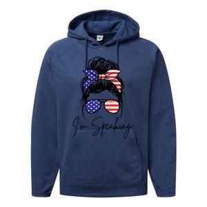 American – Kamala 2024 I Am Speaking Gift Performance Fleece Hoodie