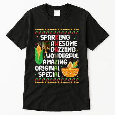 African Kwanzaa 7 Principles Acronym Kinara Corn Unity Cup Tall T-Shirt