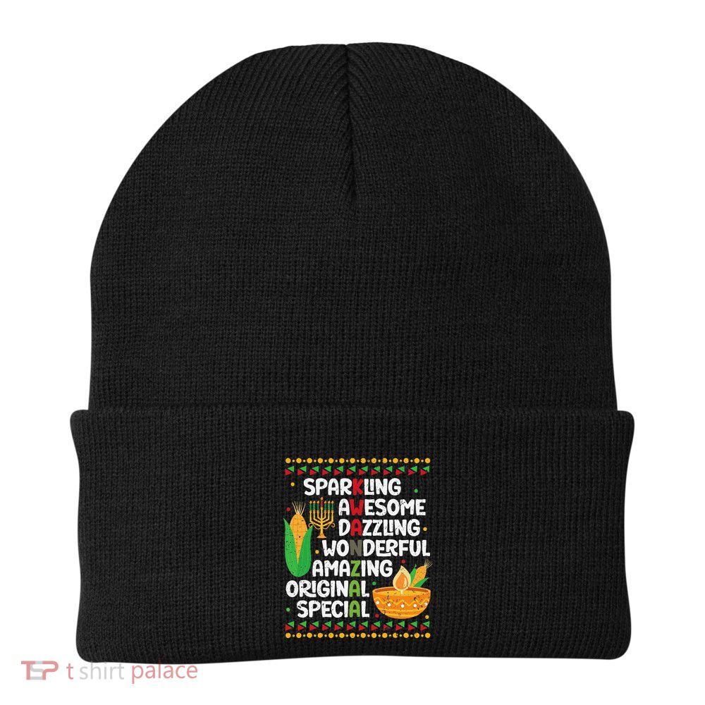 African Kwanzaa 7 Principles Acronym Kinara Corn Unity Cup Beanie