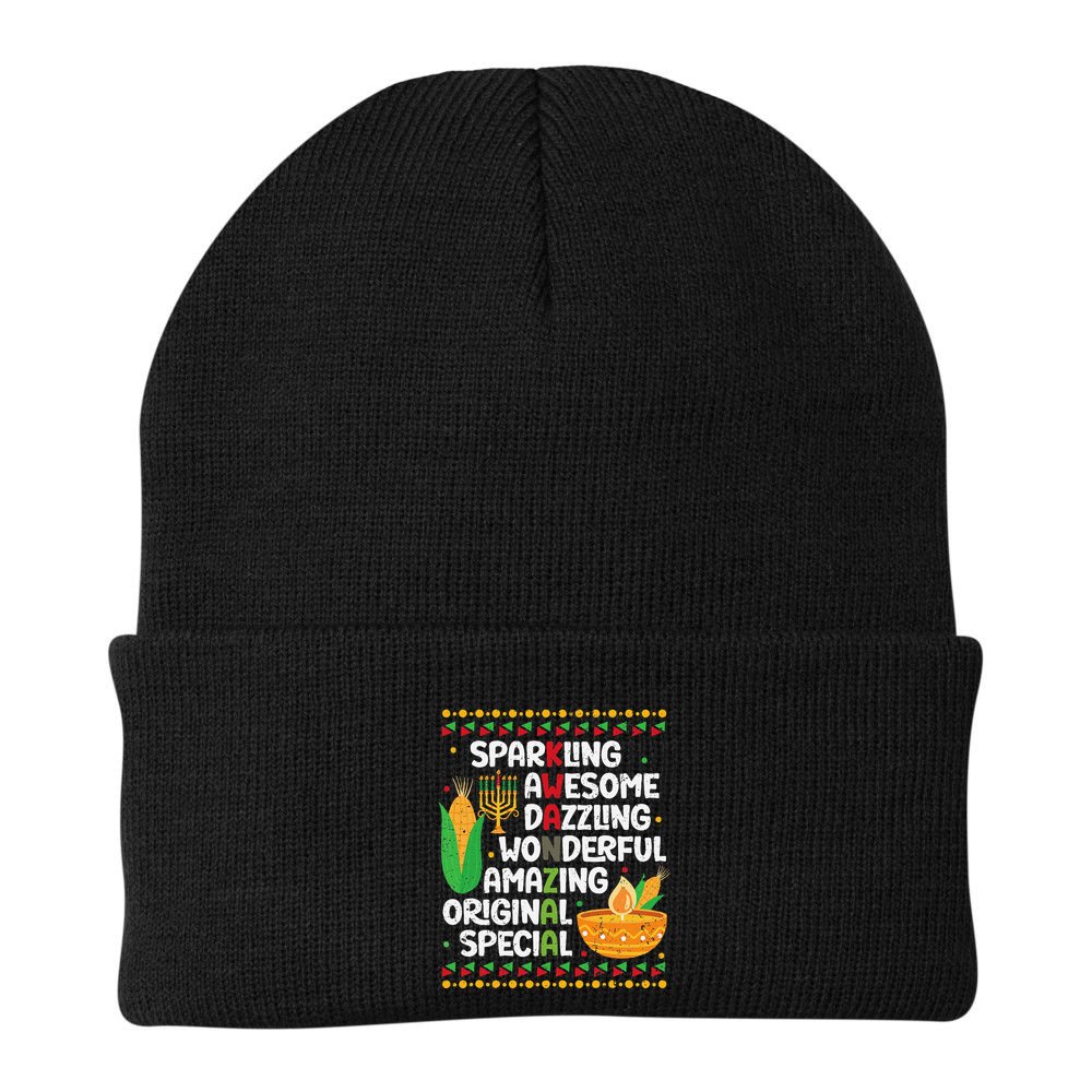 African Kwanzaa 7 Principles Acronym Kinara Corn Unity Cup Beanie