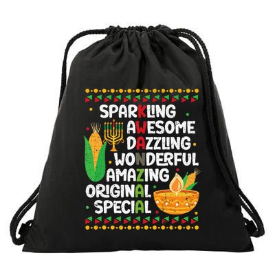 African Kwanzaa 7 Principles Acronym Kinara Corn Unity Cup Drawstring Bag