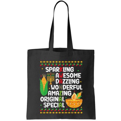 African Kwanzaa 7 Principles Acronym Kinara Corn Unity Cup Bag