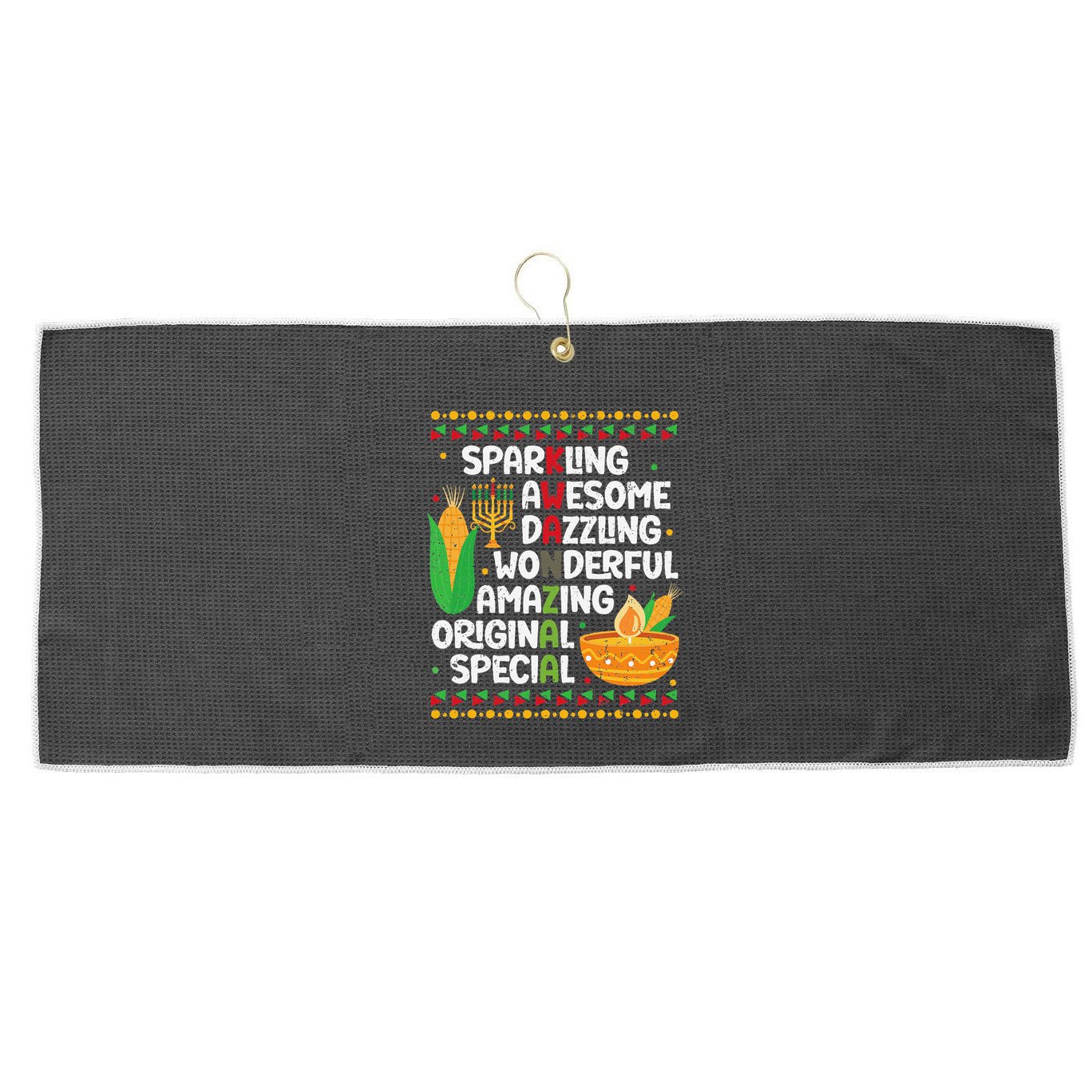 African Kwanzaa 7 Principles Acronym Kinara Corn Unity Cup Large Microfiber Waffle Golf Towel