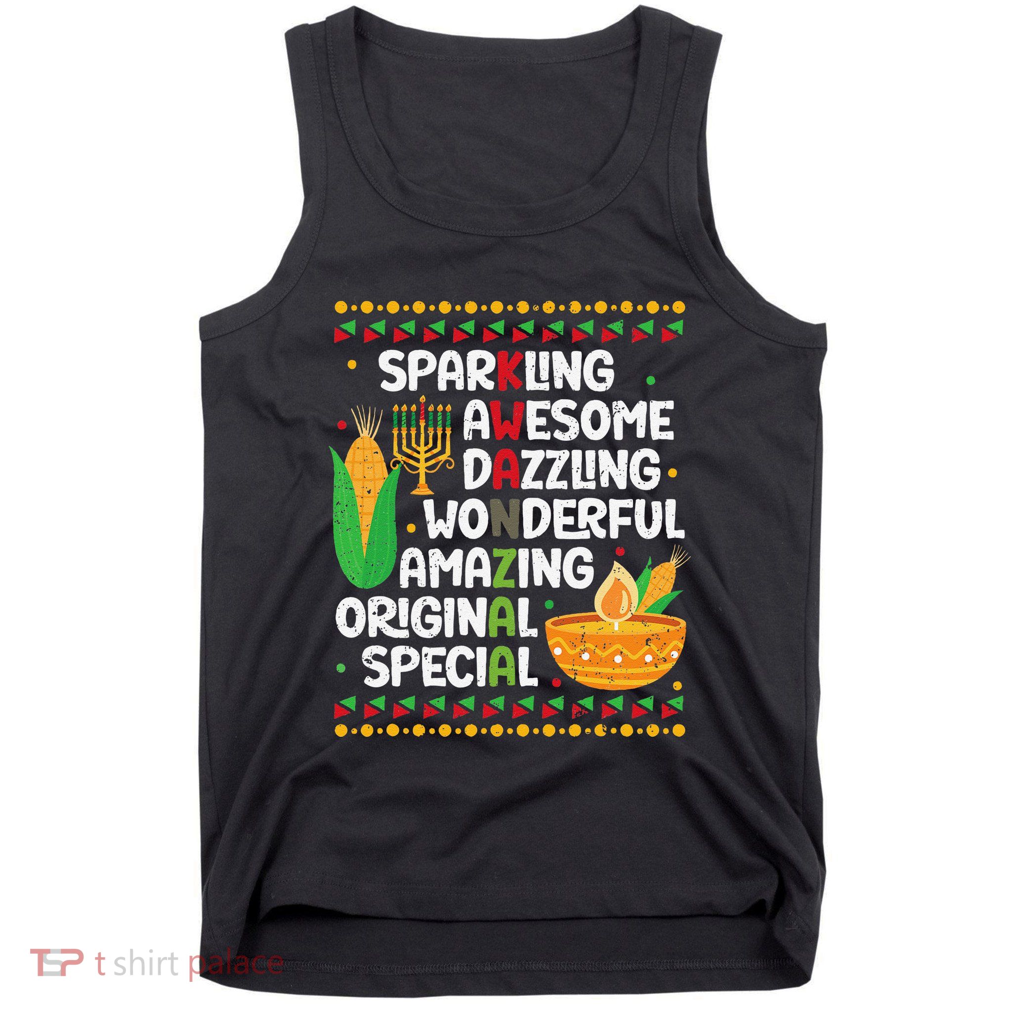 African Kwanzaa 7 Principles Acronym Kinara Corn Unity Cup Tank Top