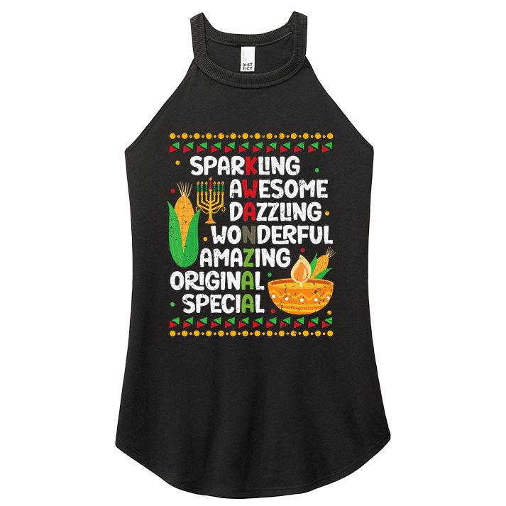 African Kwanzaa 7 Principles Acronym Kinara Corn Unity Cup Women's Perfect Tri Rocker Tank