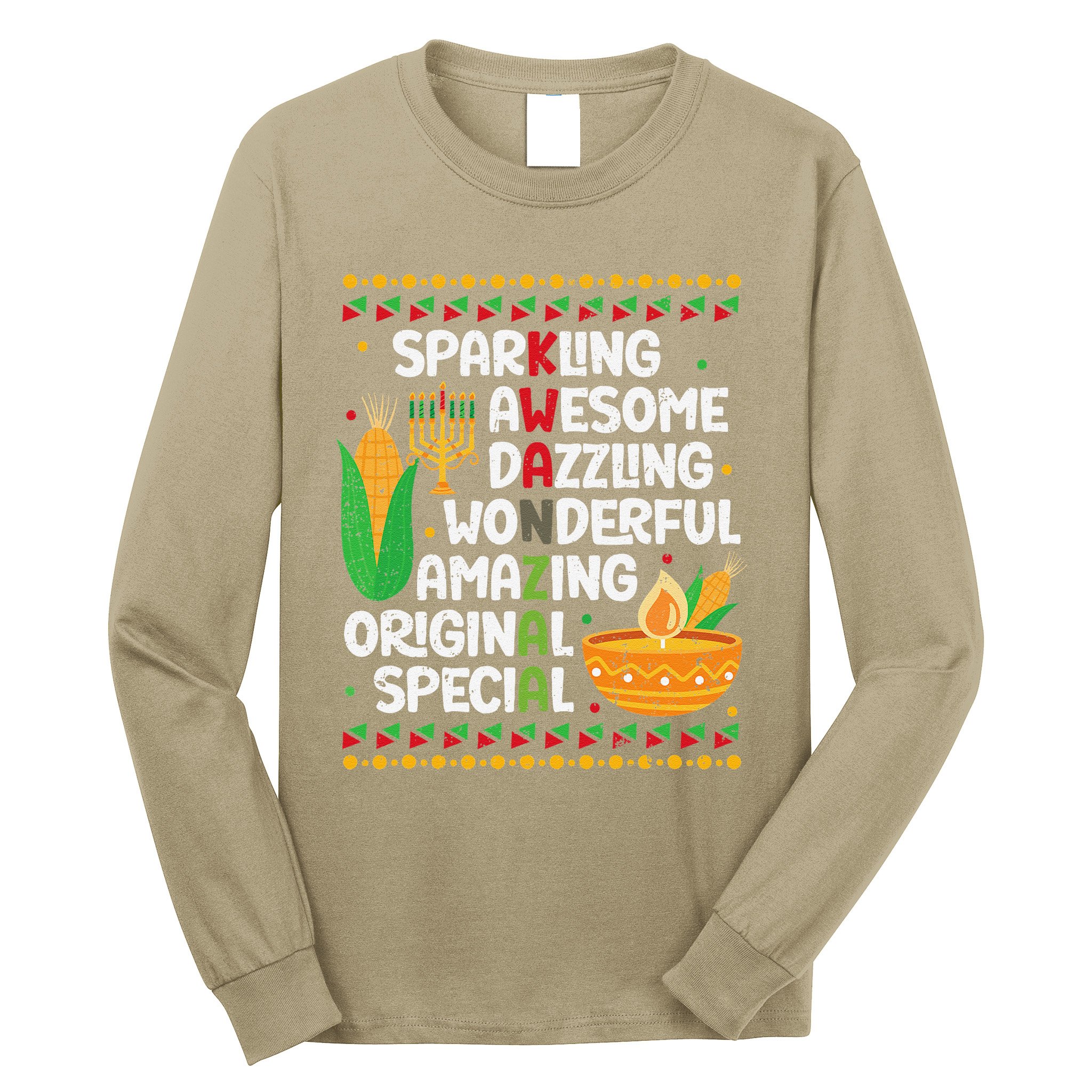 African Kwanzaa 7 Principles Acronym Kinara Corn Unity Cup Long Sleeve Shirt