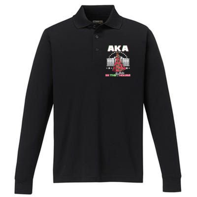 AKA In The White House Kamala Harris AKA Sorority Pride  Performance Long Sleeve Polo