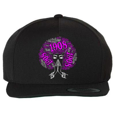 AKA Sorority Alpha 1908 Pretty Girl Wool Snapback Cap