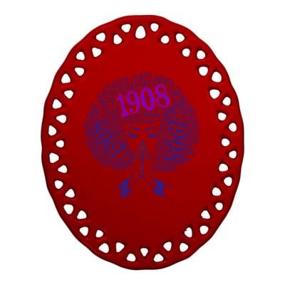 AKA Sorority Alpha 1908 Pretty Girl Ceramic Oval Ornament