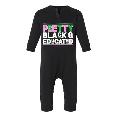 AKA Sorority Pretty Black And Educated Infant Fleece One Piece