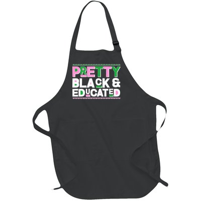 AKA Sorority Pretty Black And Educated Full-Length Apron With Pockets