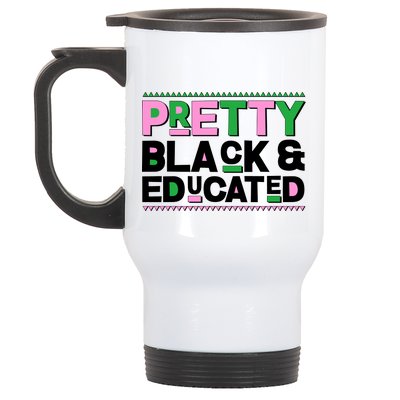 AKA Sorority Pretty Black And Educated Stainless Steel Travel Mug