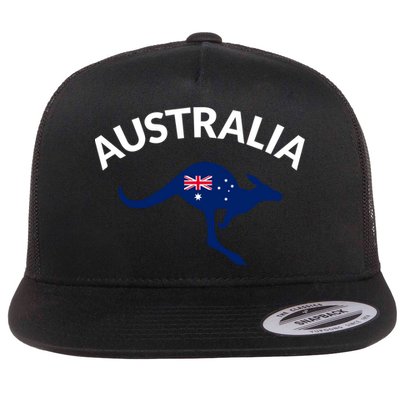 Australian Kangaroo Australia Flag Souvenir Gift Flat Bill Trucker Hat