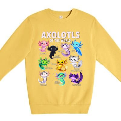 Axolotl Kawaii Axolotls Of The World Axolotl Animals Premium Crewneck Sweatshirt