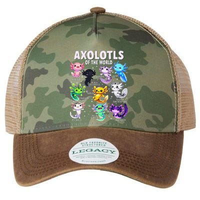 Axolotl Kawaii Axolotls Of The World Axolotl Animals Legacy Tie Dye Trucker Hat