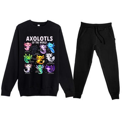 Axolotl Kawaii Axolotls Of The World Axolotl Animals Premium Crewneck Sweatsuit Set