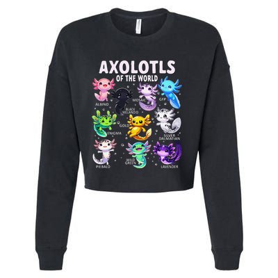 Axolotl Kawaii Axolotls Of The World Axolotl Animals Cropped Pullover Crew