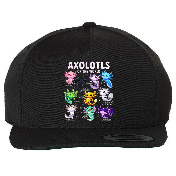Axolotl Kawaii Axolotls Of The World Axolotl Animals Wool Snapback Cap