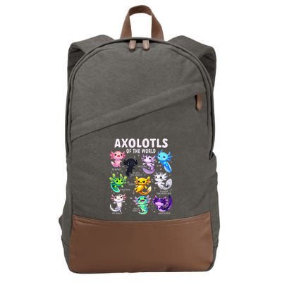 Axolotl Kawaii Axolotls Of The World Axolotl Animals Cotton Canvas Backpack