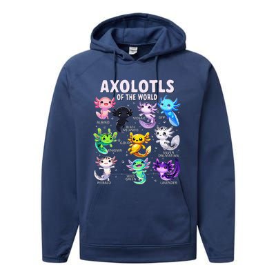 Axolotl Kawaii Axolotls Of The World Axolotl Animals Performance Fleece Hoodie