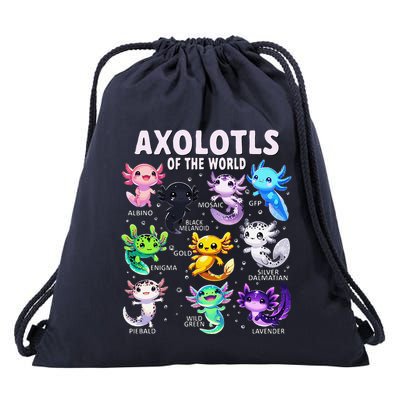 Axolotl Kawaii Axolotls Of The World Axolotl Animals Drawstring Bag