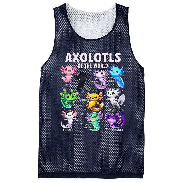 Axolotl Kawaii Axolotls Of The World Axolotl Animals Mesh Reversible Basketball Jersey Tank