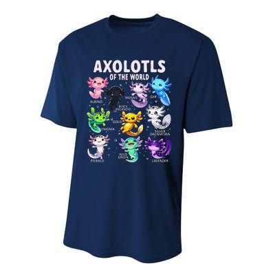 Axolotl Kawaii Axolotls Of The World Axolotl Animals Performance Sprint T-Shirt