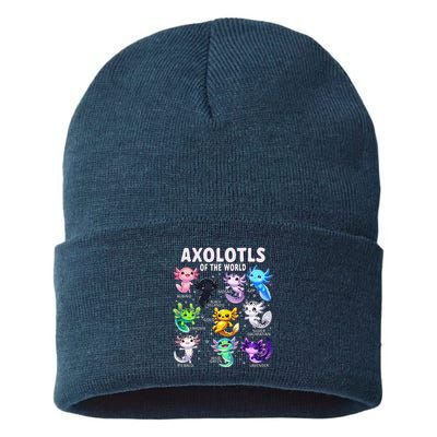 Axolotl Kawaii Axolotls Of The World Axolotl Animals Sustainable Knit Beanie