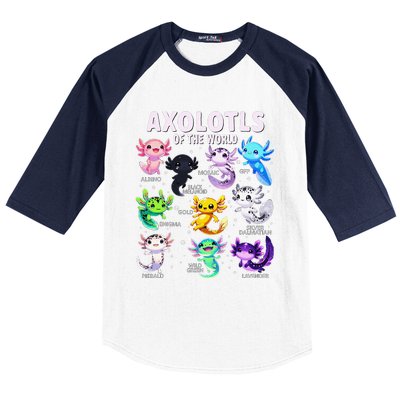 Axolotl Kawaii Axolotls Of The World Axolotl Animals Baseball Sleeve Shirt