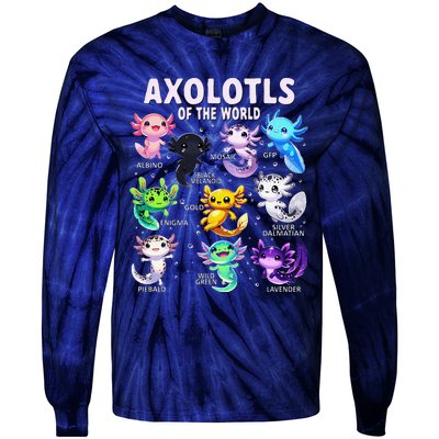 Axolotl Kawaii Axolotls Of The World Axolotl Animals Tie-Dye Long Sleeve Shirt