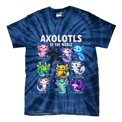 Axolotl Kawaii Axolotls Of The World Axolotl Animals Tie-Dye T-Shirt