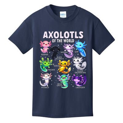 Axolotl Kawaii Axolotls Of The World Axolotl Animals Kids T-Shirt