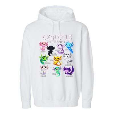 Axolotl Kawaii Axolotls Of The World Axolotl Animals Garment-Dyed Fleece Hoodie