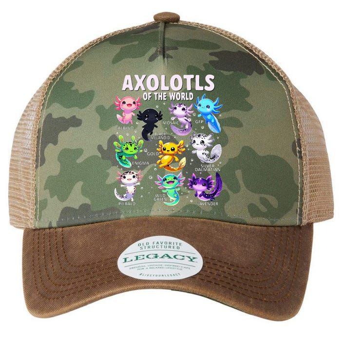 Axolotl Kawaii Axolotls Of The World Axolotl Animals Legacy Tie Dye Trucker Hat