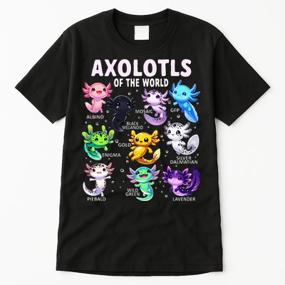 Axolotl Kawaii Axolotls Of The World Axolotl Animals Tall T-Shirt