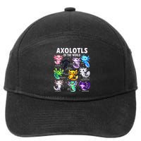 Axolotl Kawaii Axolotls Of The World Axolotl Animals 7-Panel Snapback Hat