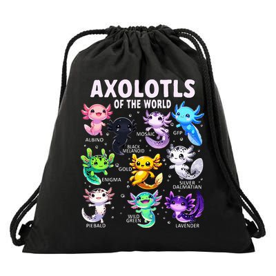 Axolotl Kawaii Axolotls Of The World Axolotl Animals Drawstring Bag