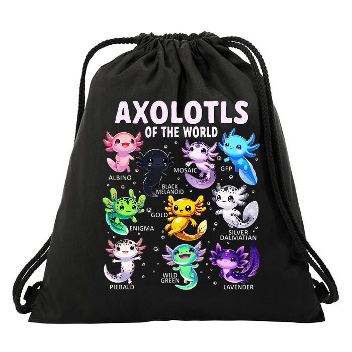 Axolotl Kawaii Axolotls Of The World Axolotl Animals Drawstring Bag