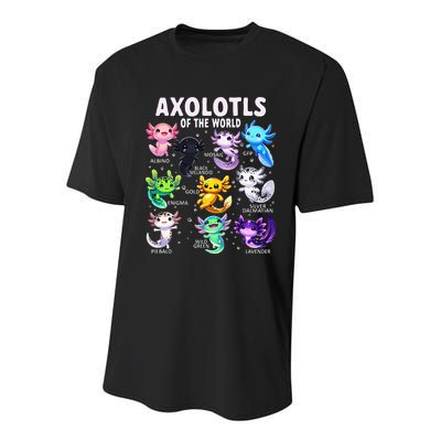 Axolotl Kawaii Axolotls Of The World Axolotl Animals Youth Performance Sprint T-Shirt