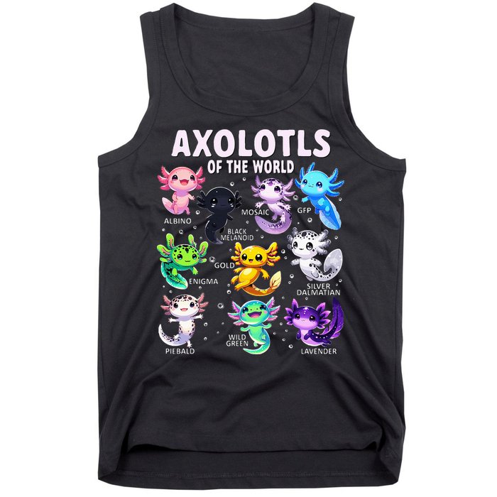 Axolotl Kawaii Axolotls Of The World Axolotl Animals Tank Top