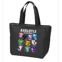 Axolotl Kawaii Axolotls Of The World Axolotl Animals Zip Tote Bag