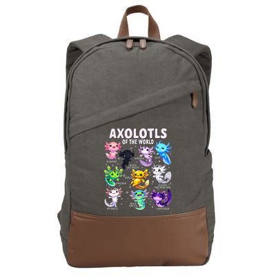 Axolotl Kawaii Axolotls Of The World Axolotl Animals Cotton Canvas Backpack
