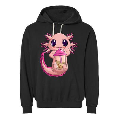 Axolotl Kawaii Anime Boba Tea Garment-Dyed Fleece Hoodie