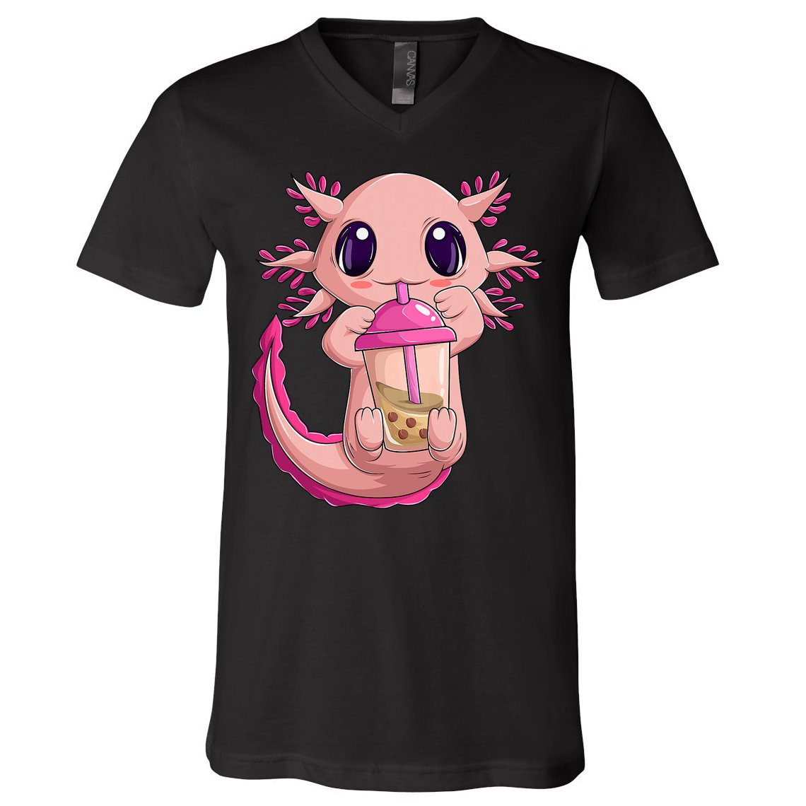 Axolotl Kawaii Anime Boba Tea V-Neck T-Shirt