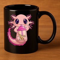 Axolotl Kawaii Anime Boba Tea 11oz C Handle Ceramic Mug