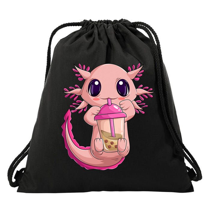 Axolotl Kawaii Anime Boba Tea Drawstring Bag